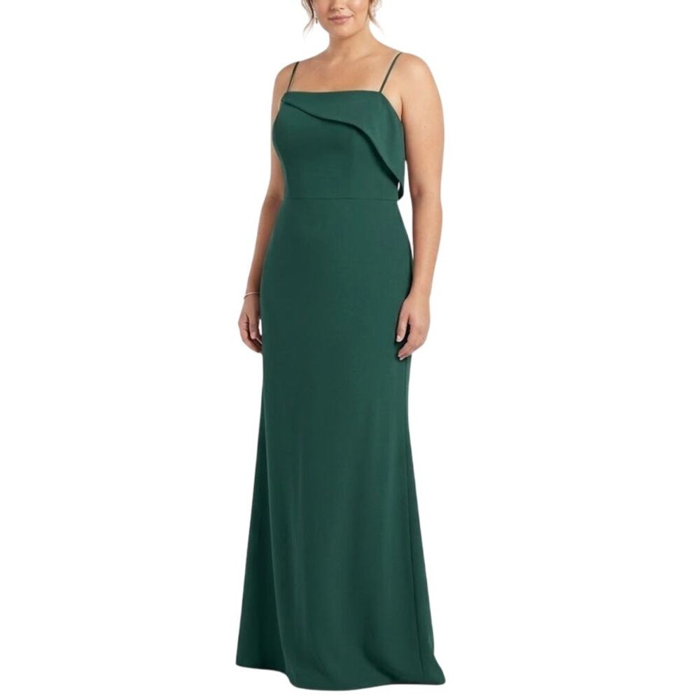 Laundry One Shoulder Sleeveless Column Evening Gown Green Size 14 Formal Dress